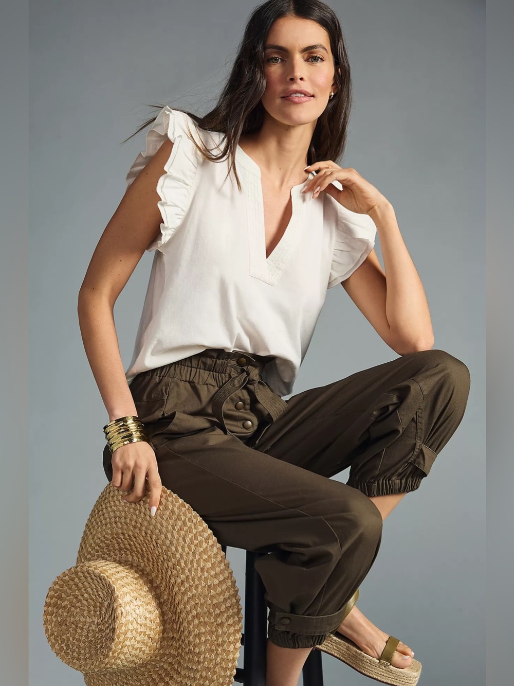 Maeve Ruffle-Sleeve Top M